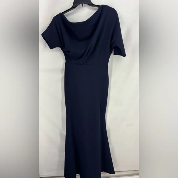 Betsy Adam Women’s 6 Madeline long maxi scuba crepe off the shoulder drop dress - Picture 3 of 11